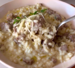 Risoto de Filé com 3 Queijos