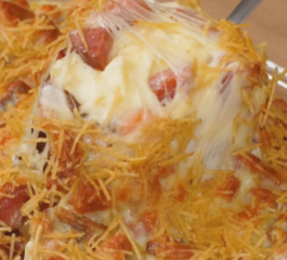 Batata Recheada com Bacon e Calabresa