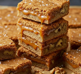 Brownie Blondie com Nozes e Caramelo Salgado
