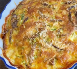 Omelete de Forno com Shiitake Abobrinha e Alho-Poró