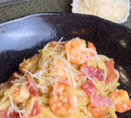 Carbonara de Camarão e Bacon